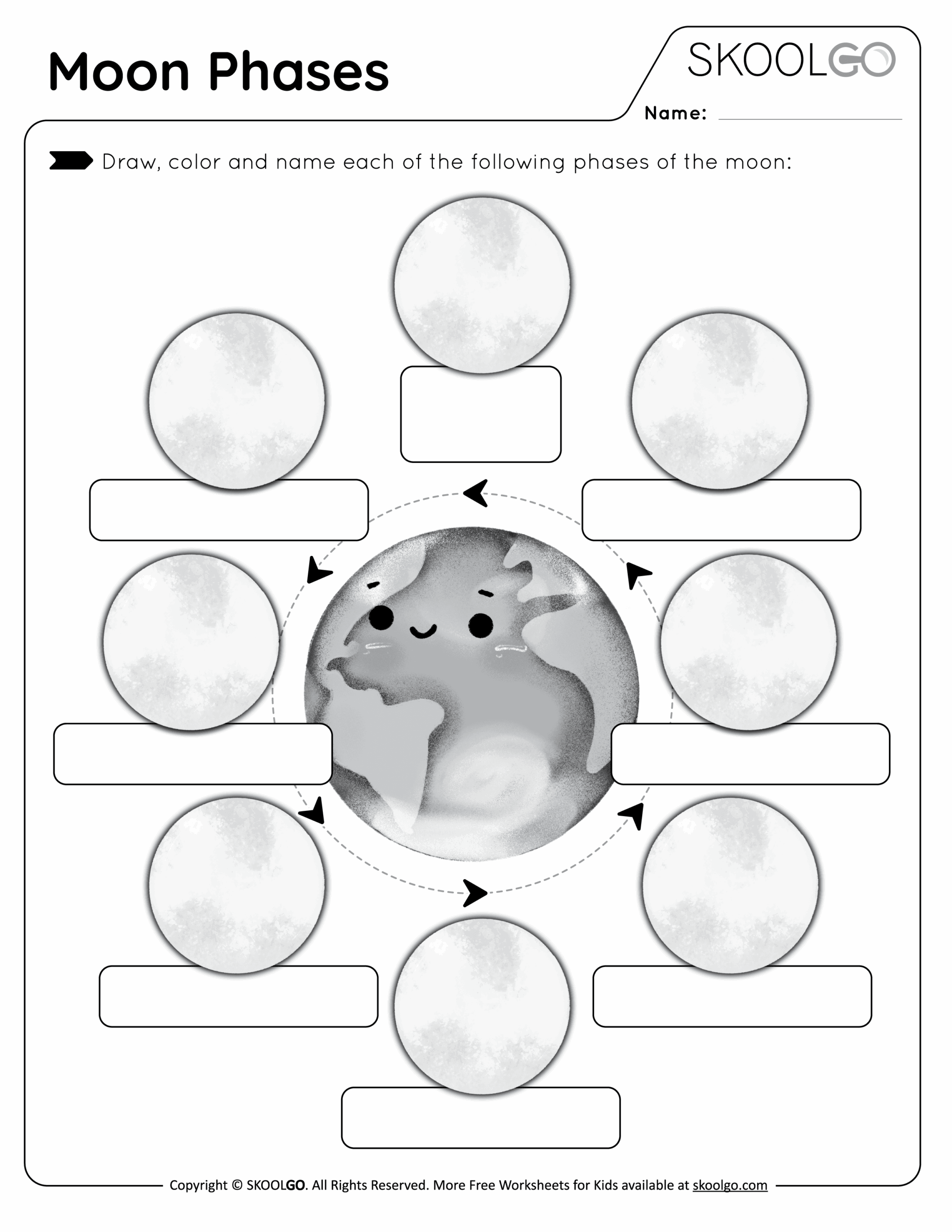 Moon Phases Free Worksheet SKOOLGO Moon Phases Free Worksheet SKOOLGO