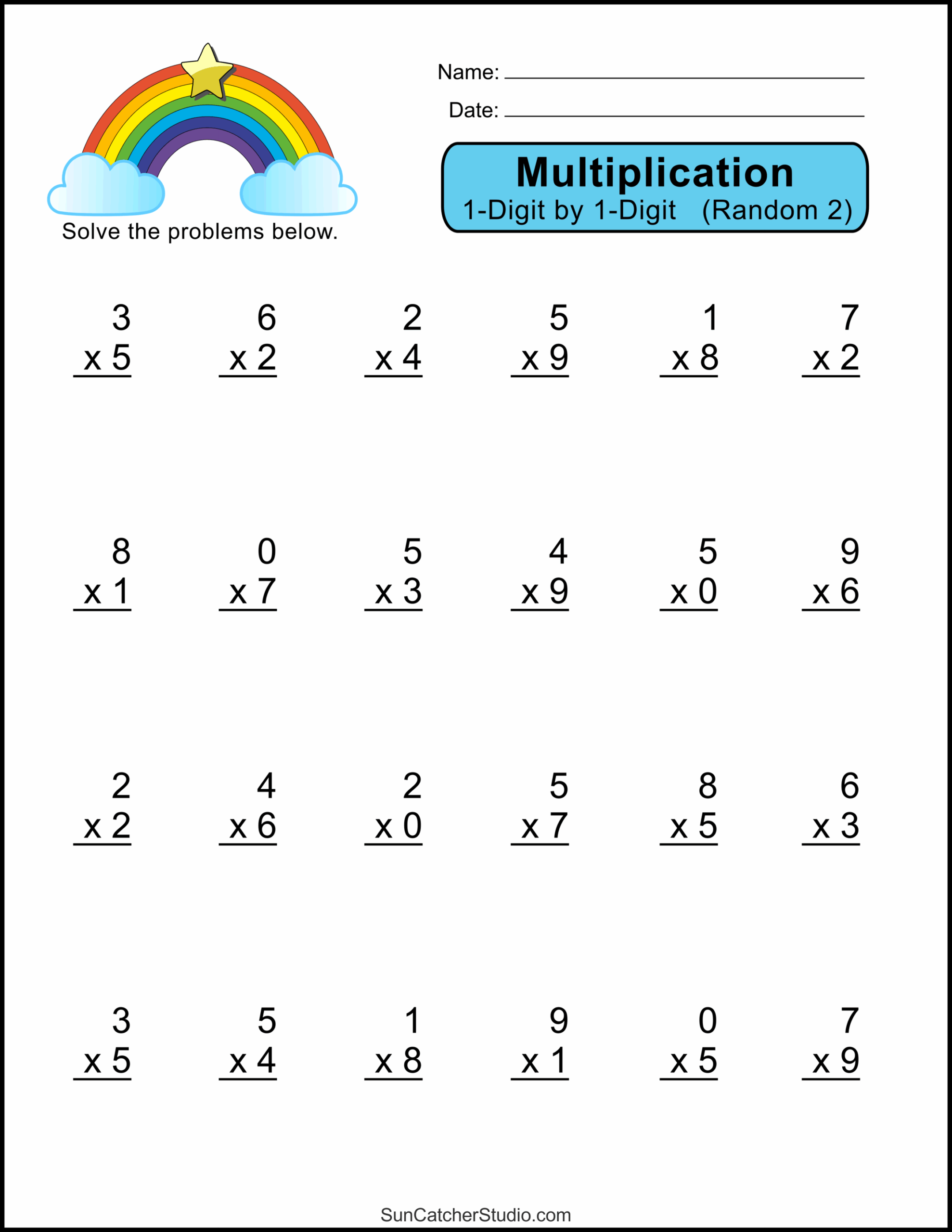 Multiplication Worksheets One Digit Math Drills Free Multiplication Worksheets One Digit Math Drills Free