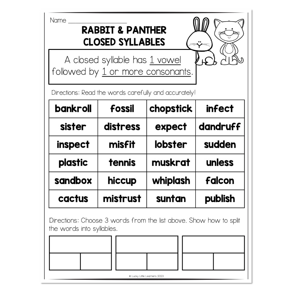 Multisyllable Words Book Rabbit And Panther Rules Closed Multisyllable Words Book Rabbit And Panther Rules Closed