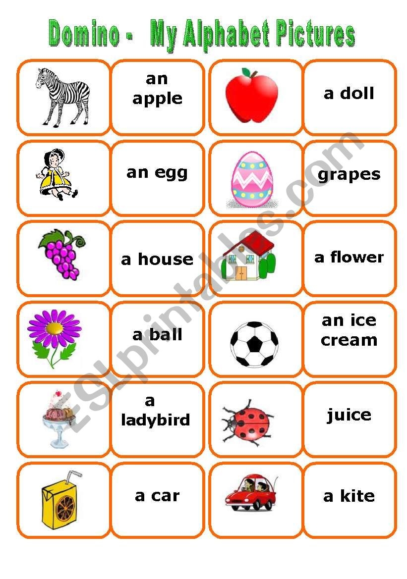 My Alphabet Words Domino 2 Sets In One Ws ESL Worksheet By Petili
