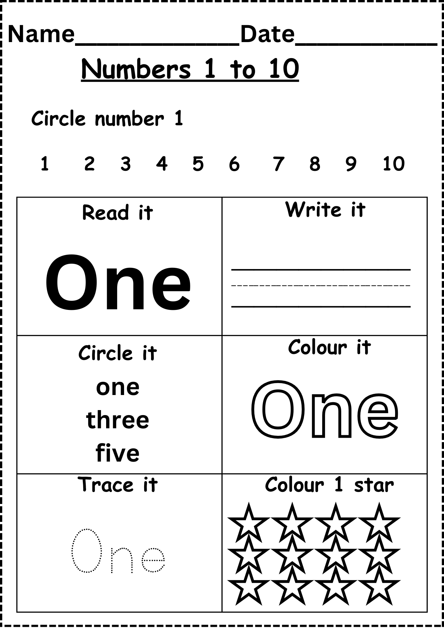 Number Words Worksheets For Kindergarten