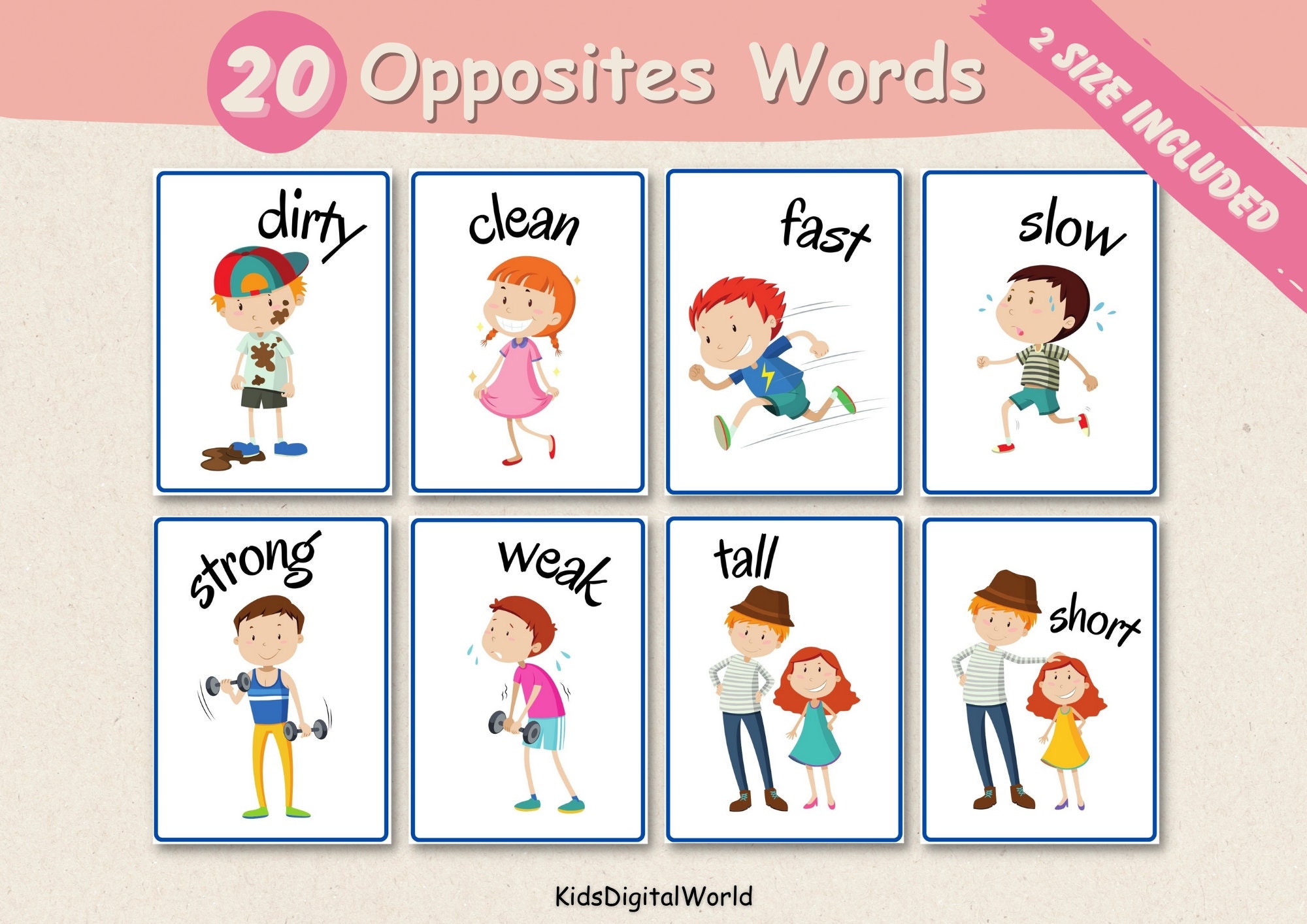 Opposites Flashcards For Kids 20 Opposites Words Printable Matching Flashcards Vocabulary DIGITAL DOWNLOAD Etsy Opposites Flashcards For Kids 20 Opposites Words Printable Matching Flashcards Vocabulary DIGITAL DOWNLOAD Etsy