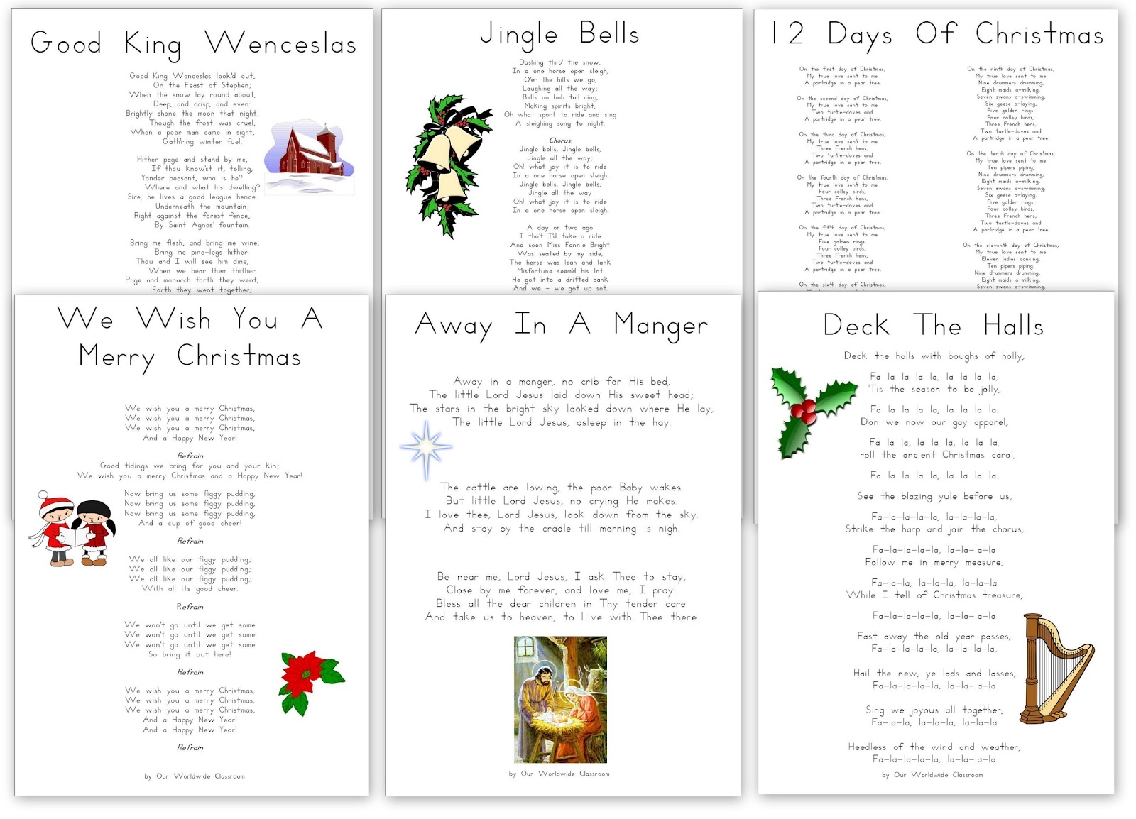 Our Worldwide Classroom Free Printable Christmas Carols And Songs