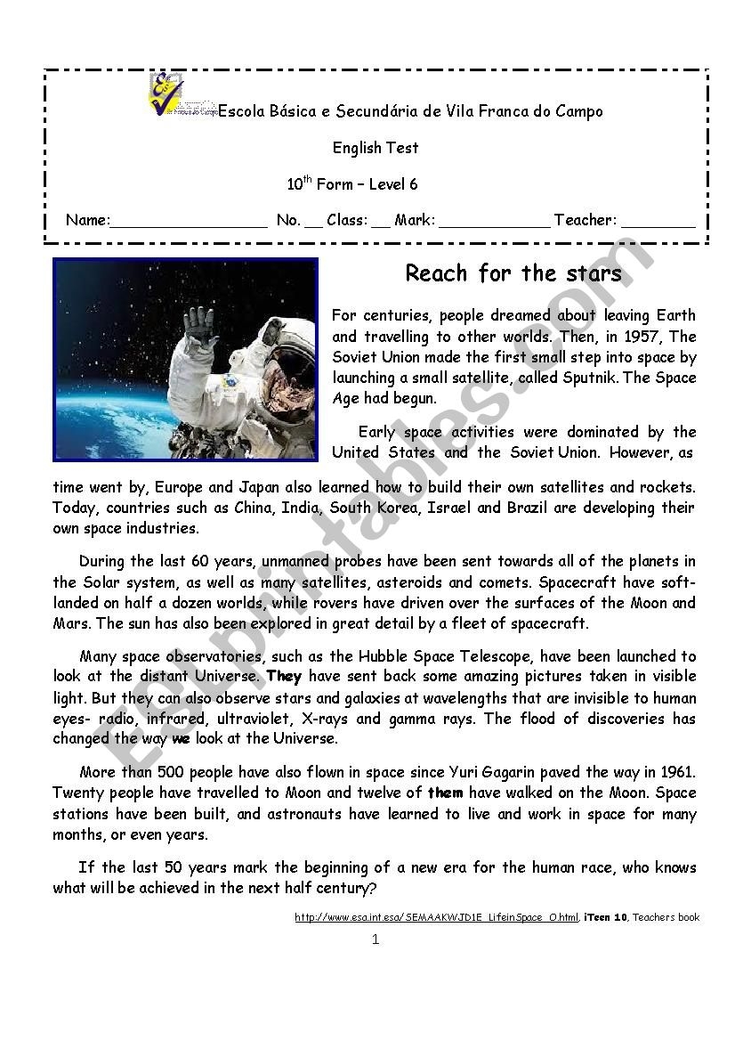 Outer Space We Have Been There ESL Worksheet By Goreti Ponte