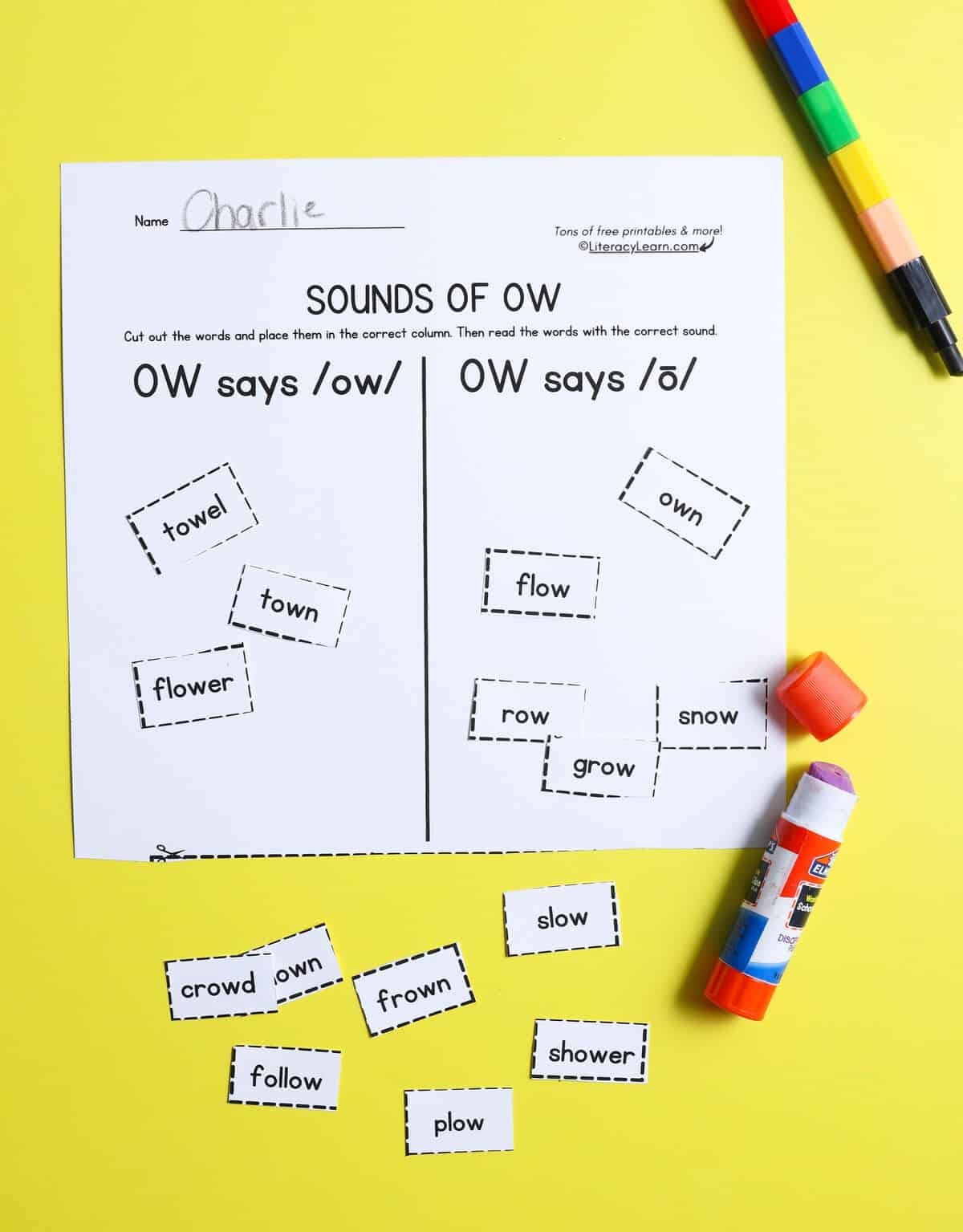 OW Sounds Free Printables Literacy Learn OW Sounds Free Printables Literacy Learn