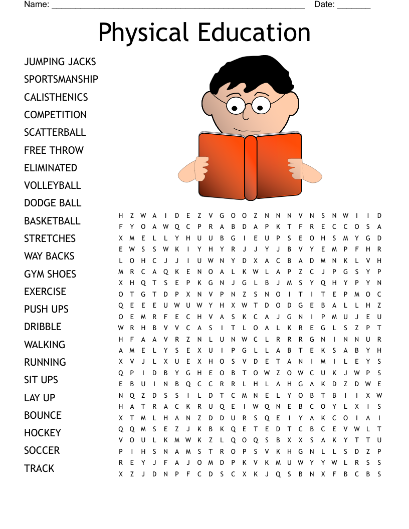 P E Word Search WordMint Worksheets Library