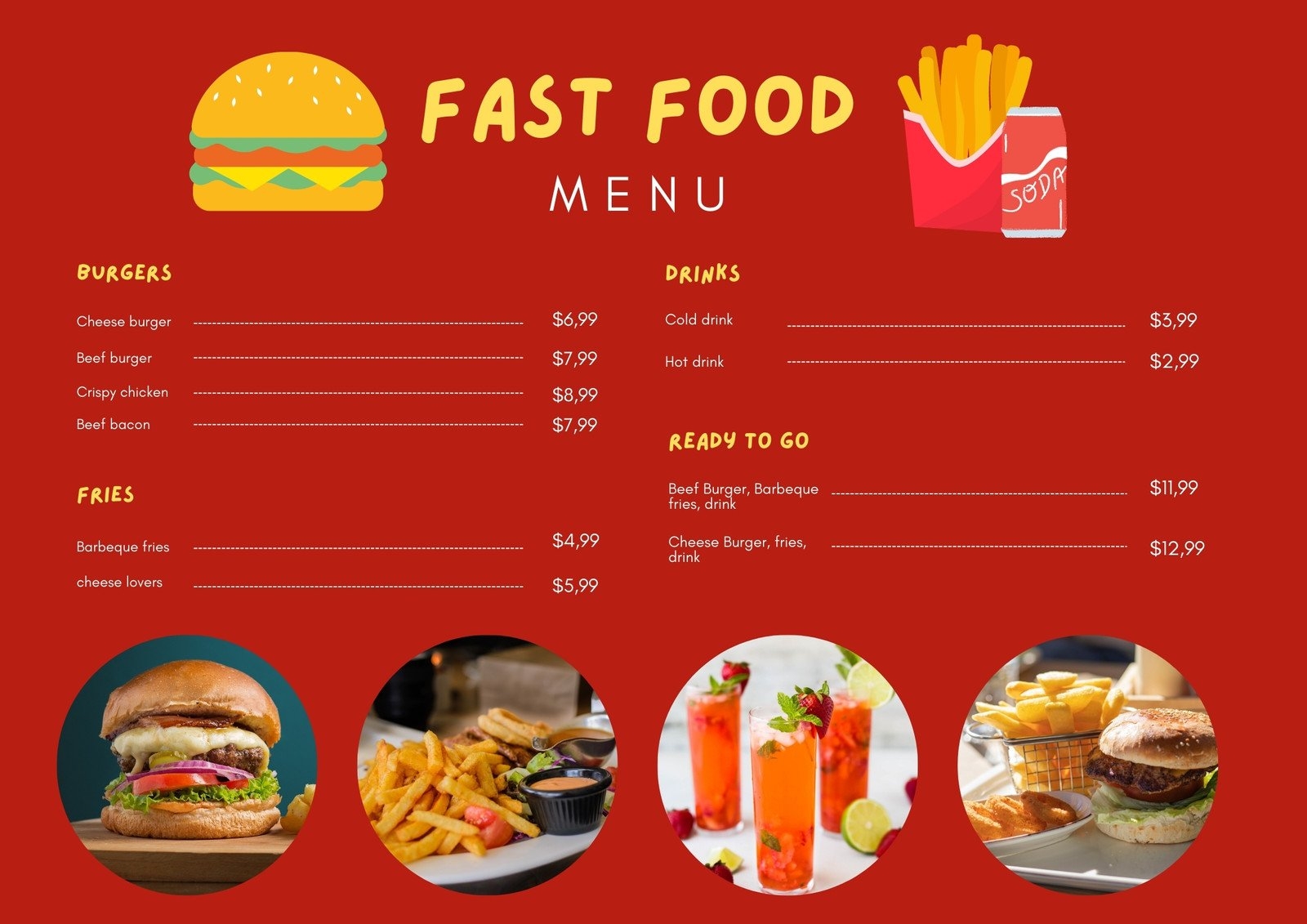 Page 2 Free Custom Printable Breakfast Menu Templates Canva