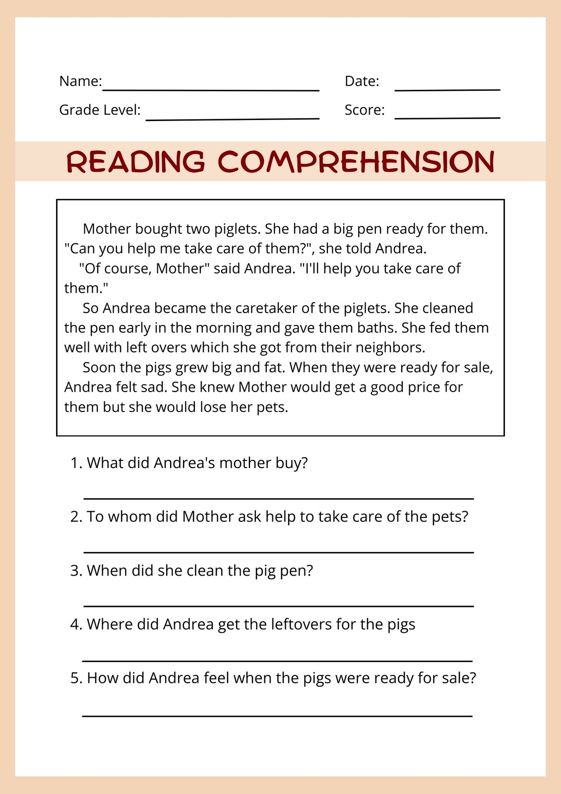 Cross-Curricular Reading Comprehension Worksheets Answers