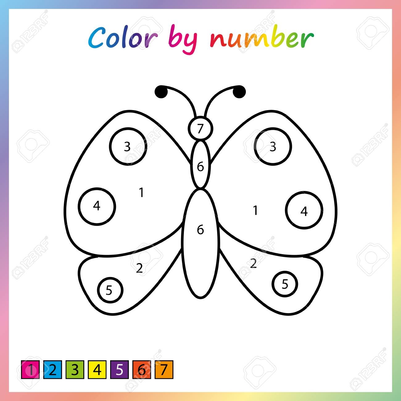 Painting Page Color By Numbers Worksheet For Education Game For 