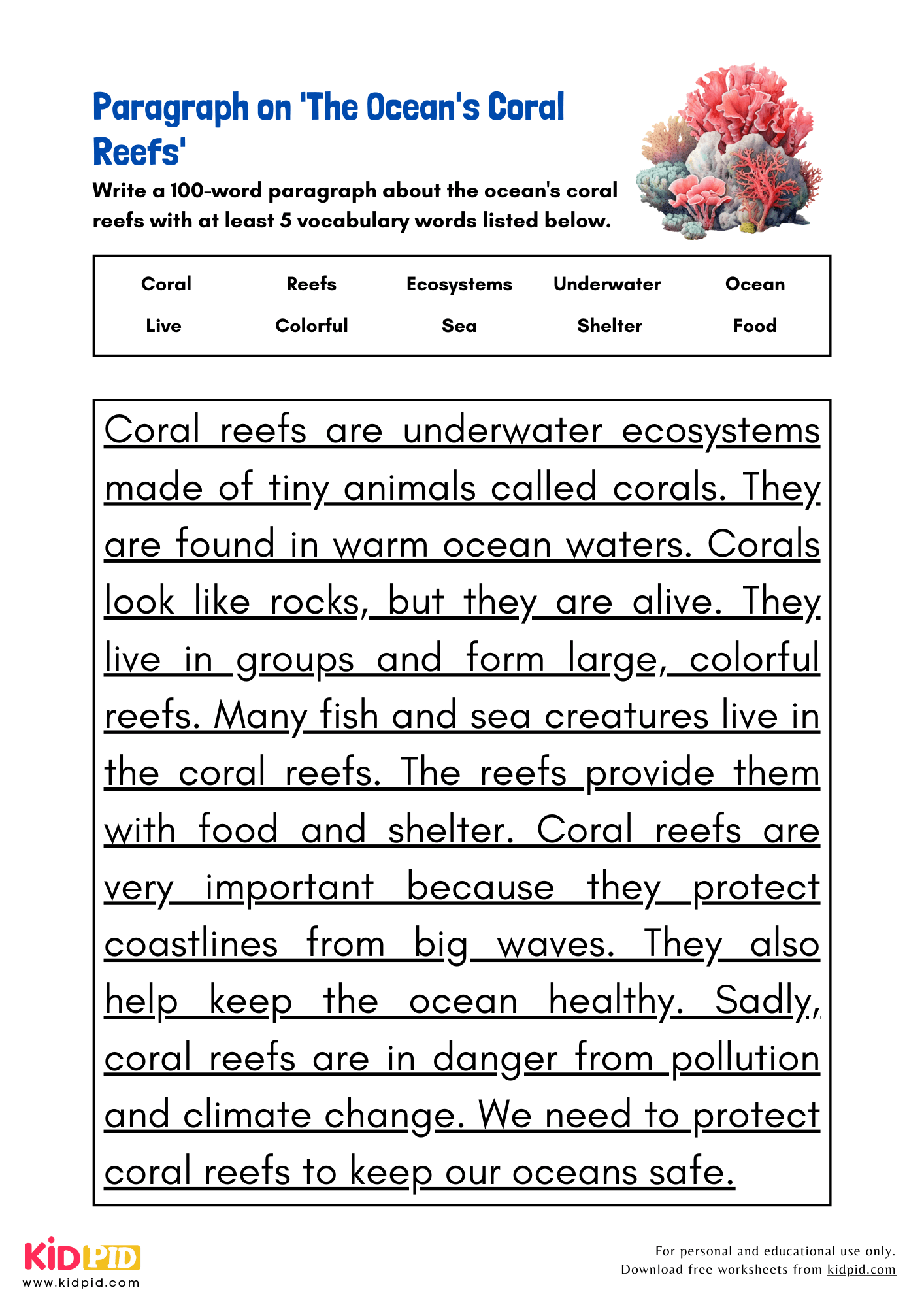 Paragraph On The Ocean s Coral Reefs Kidpid Paragraph On The Ocean s Coral Reefs Kidpid