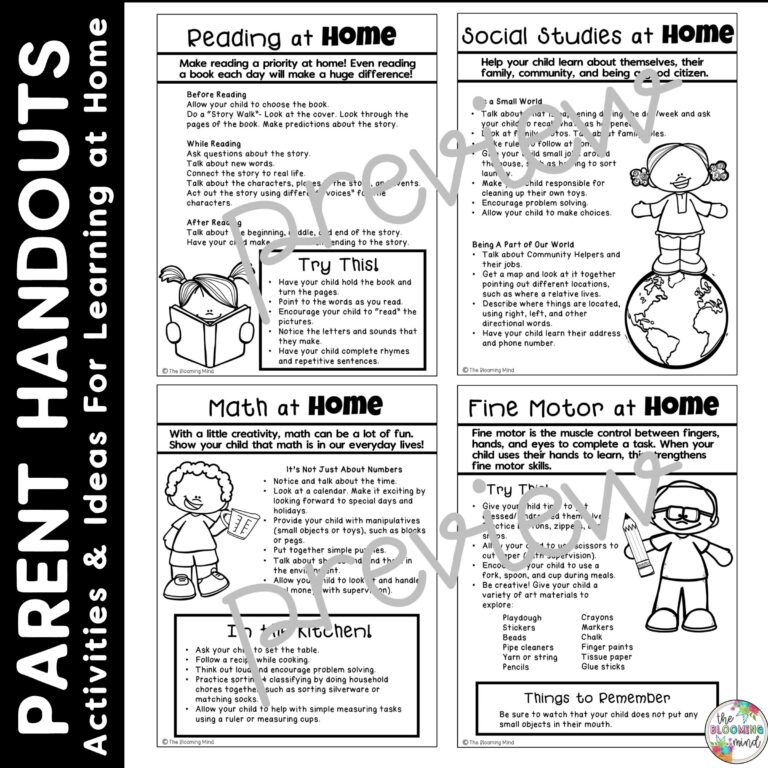 Parent Handouts For Preschool Home To School Connection Made By Teachers