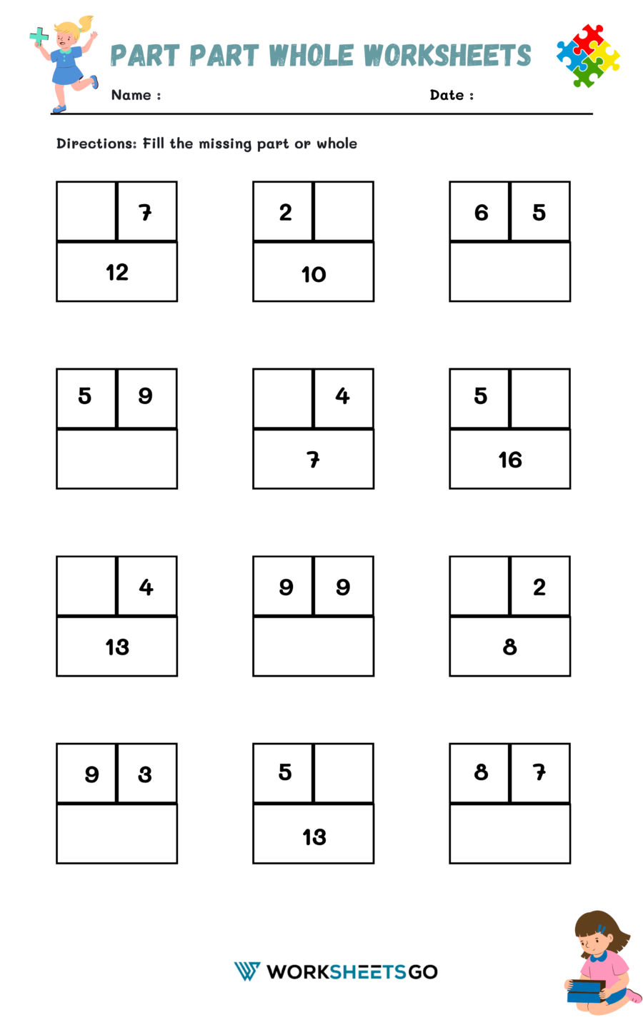 Part Part Whole Worksheets WorksheetsGO