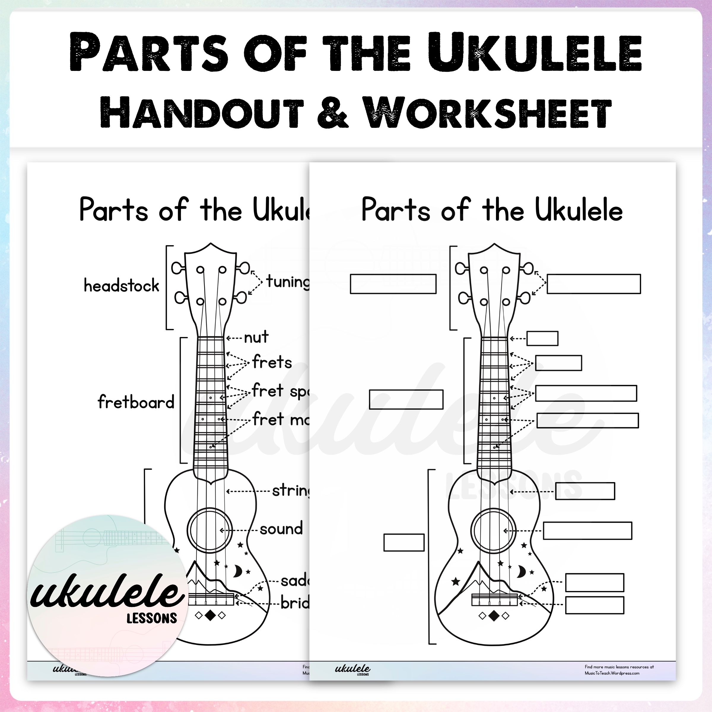 Parts Of The UKULELE Handout With Worksheet Made By Teachers Parts Of The UKULELE Handout With Worksheet Made By Teachers