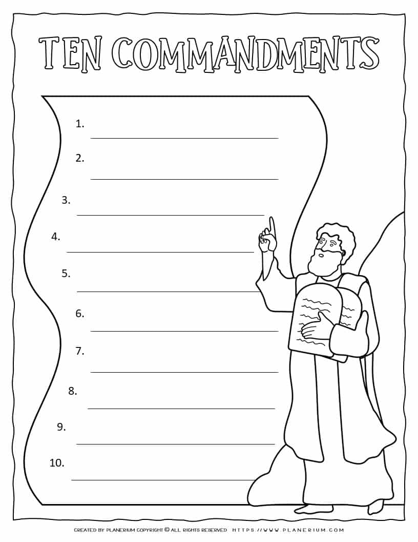 Passover Worksheet Ten Commandments Planerium