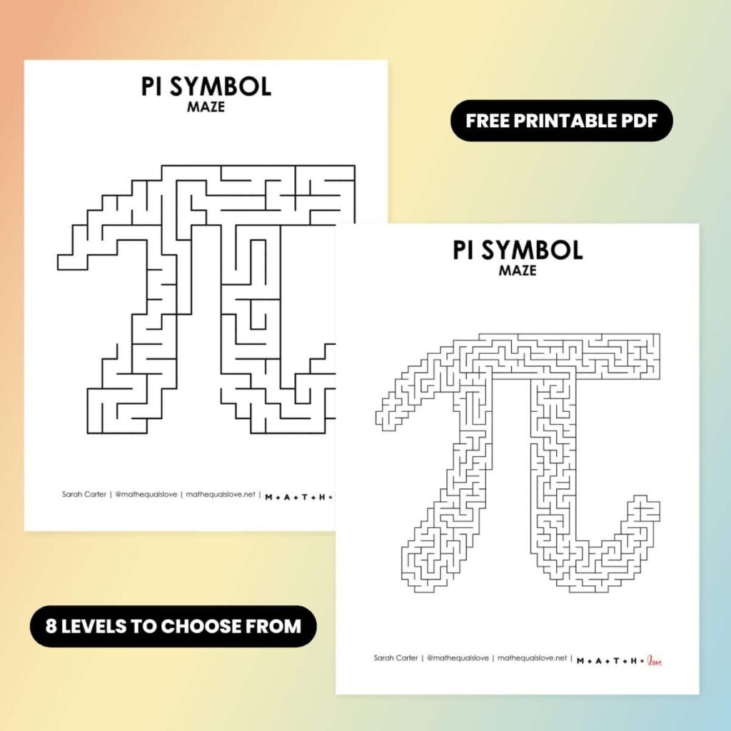 Pi Symbol Maze For Pi Day Math U003d Love