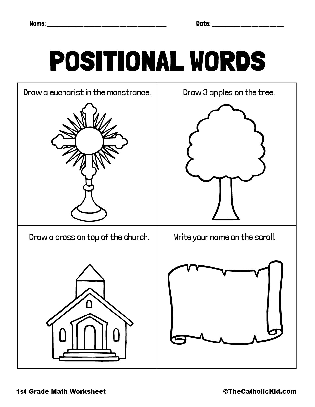 Positional Words Worksheet TheCatholicKid Positional Words Worksheet TheCatholicKid