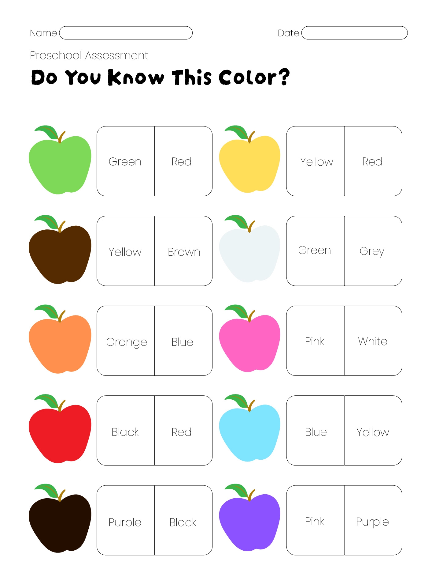 Preschool Assessment Skills 10 Free PDF Printables Printablee