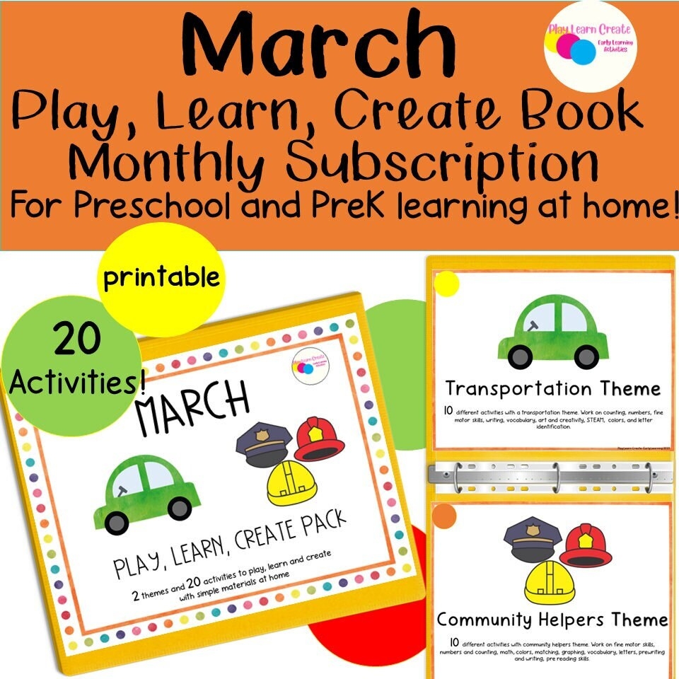 Preschool Monthly Subscription Binder Preschool Themed Workbook 
