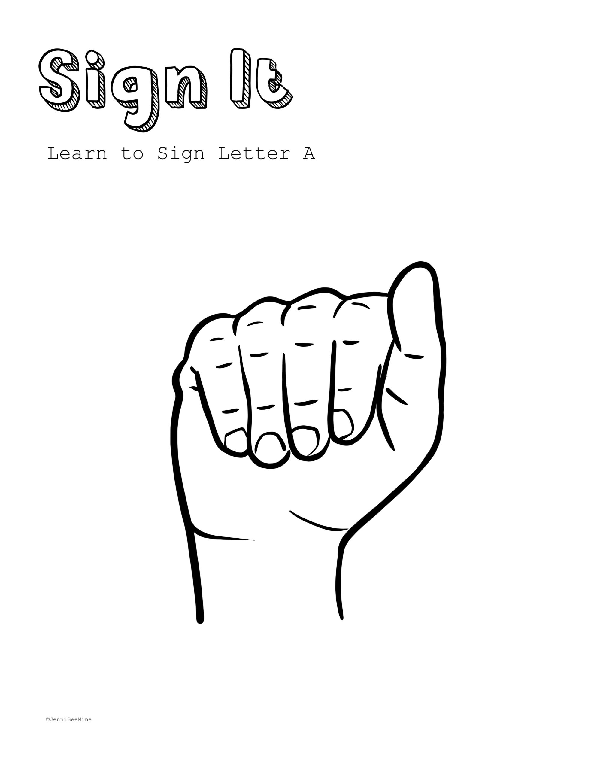 Preschool Printables Letter A Sign Language Jennibeemine