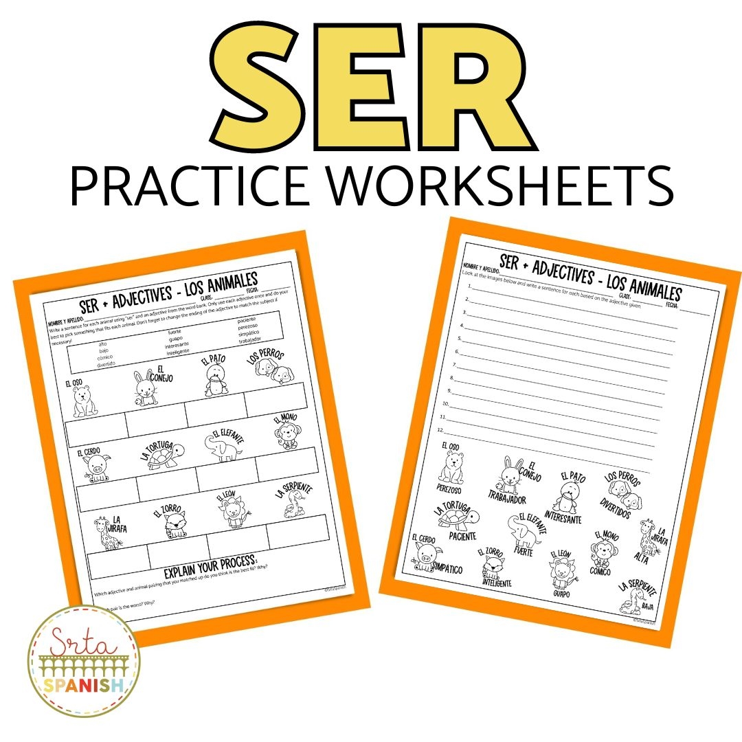 Present Tense Ser Spanish Verb Practice Worksheets Srta Spanish