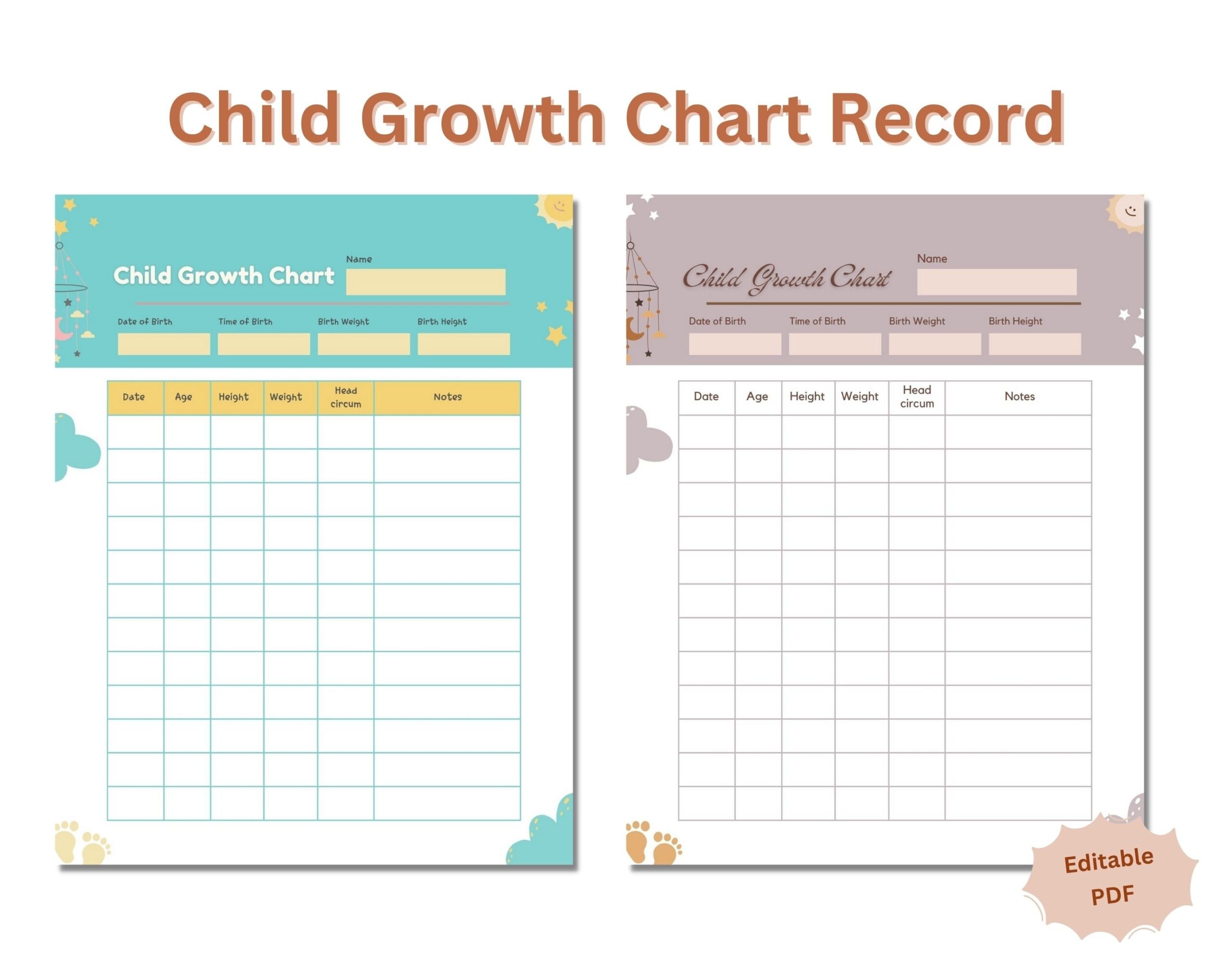 Printable Child Growth Chart Track Your Baby s Milestones With Ease Baby Height U0026 Weight Log Gift For New Mom Baby Shower Gift Etsy