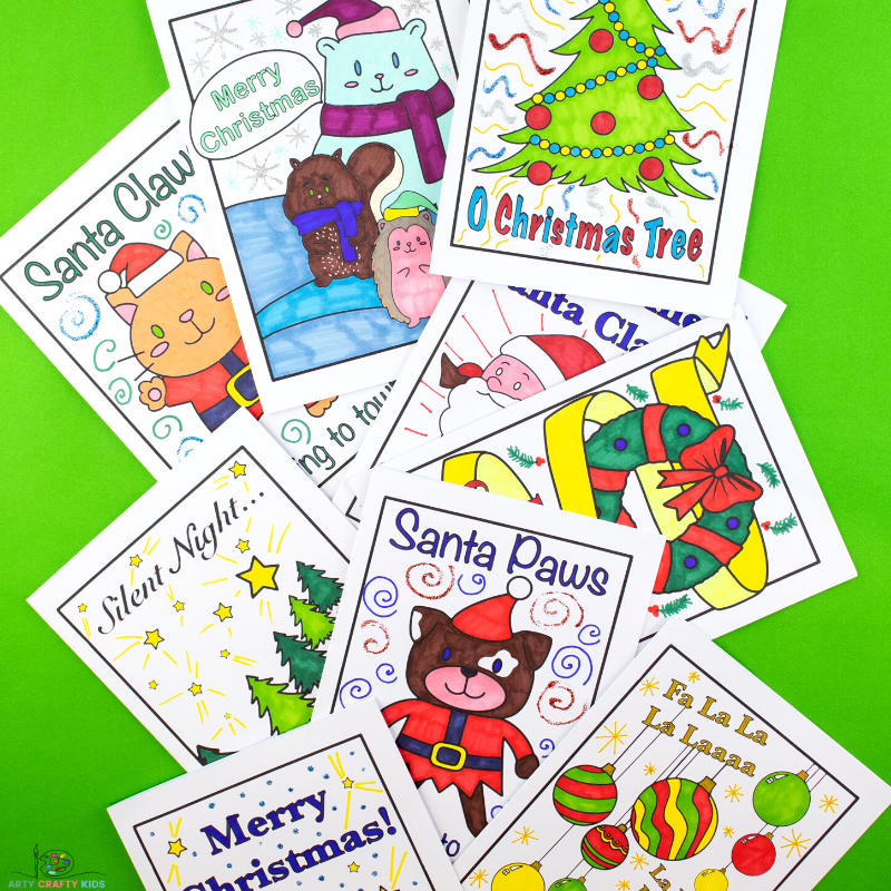 Printable Christmas Cards For Kids To Color Arty Crafty Kids