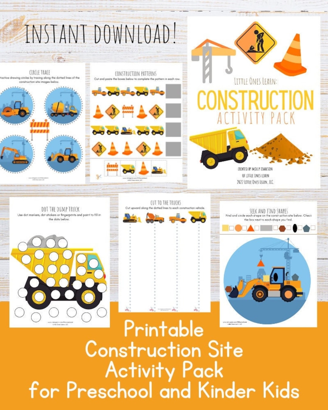 Printable Construction Activity Pack Construction Site Worksheets For Preschool And Kindergarten Kids Etsy