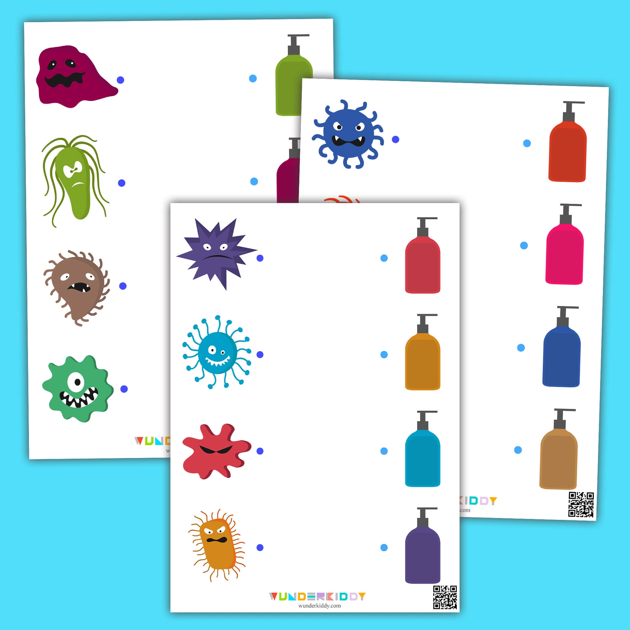 Printable Germ And Soap Color Matching Game For Kids Printable Germ And Soap Color Matching Game For Kids