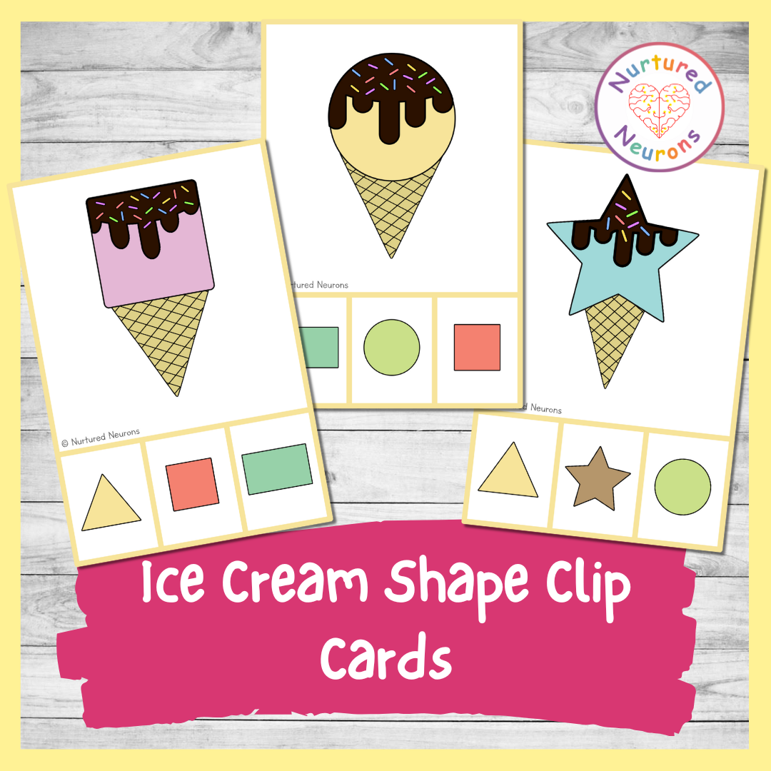 Printable Ice Cream Shape Clip Cards Summer Fine Motor Activity Nurtured Neurons