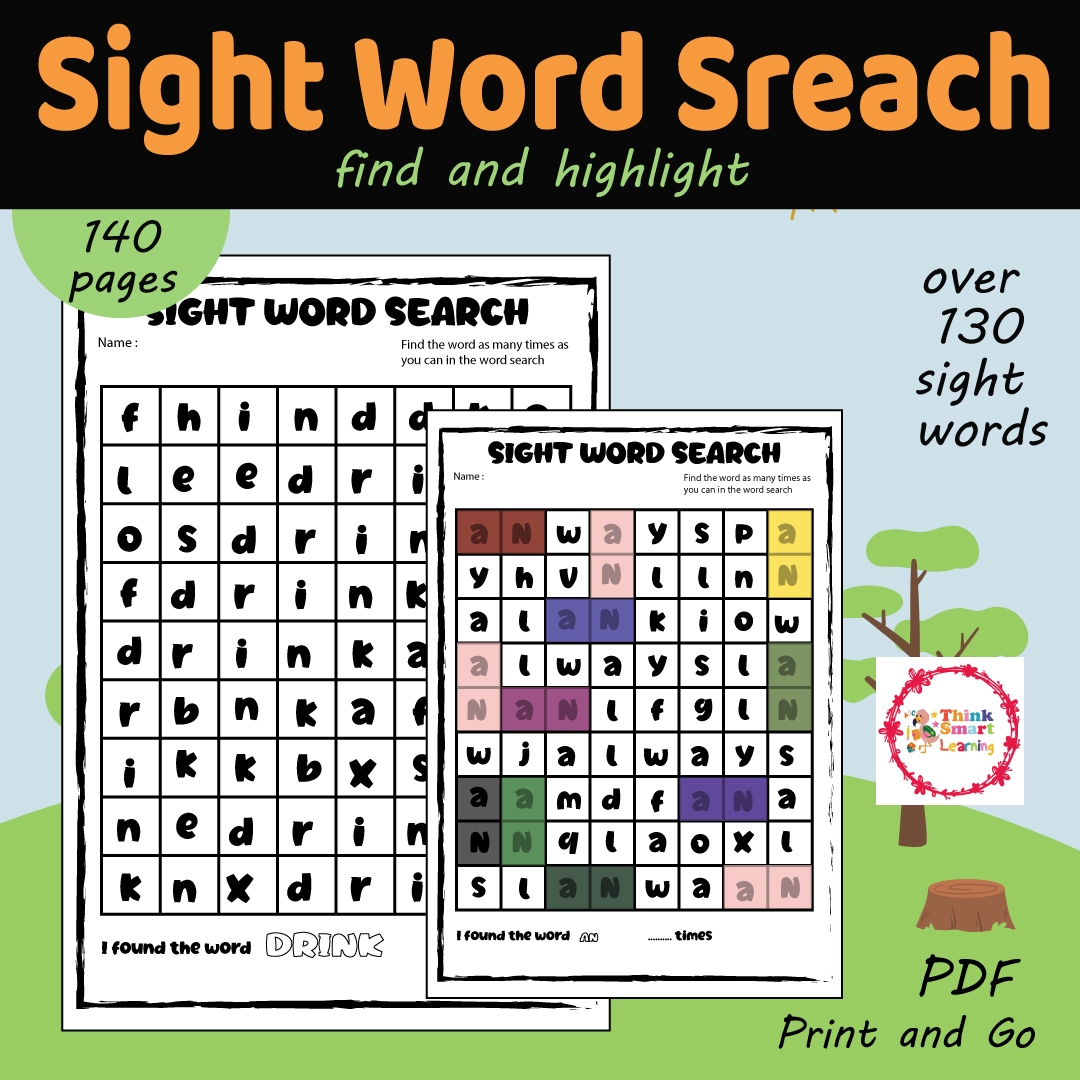 Printable Kindergarten Sight Words Search Worksheets High 