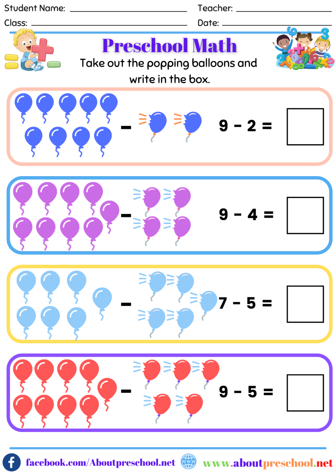 Printable Math Worksheets Archives About Preschool