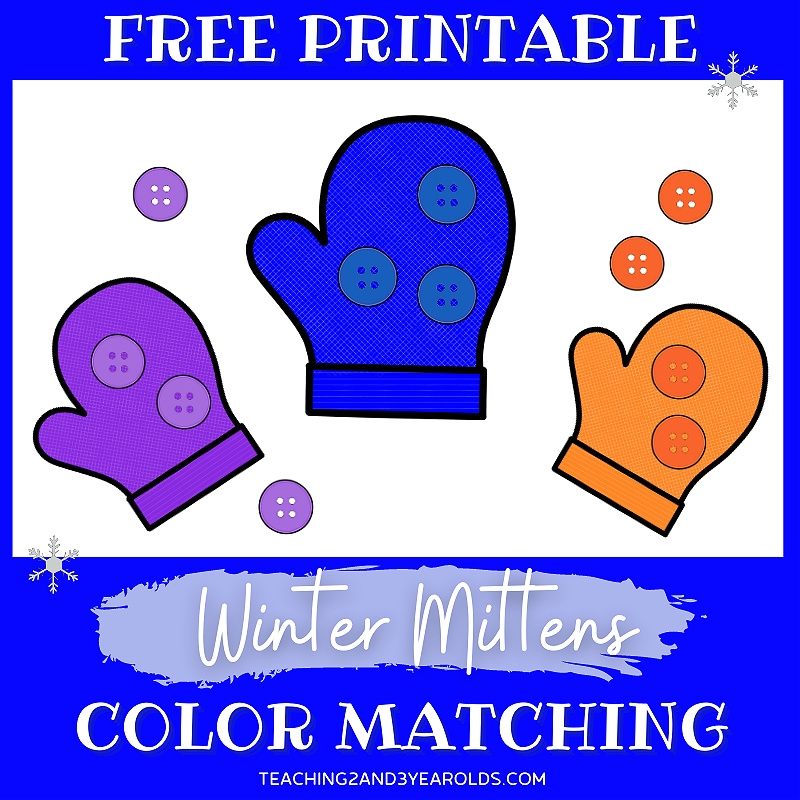 Printable Mitten Winter Color Matching Activity