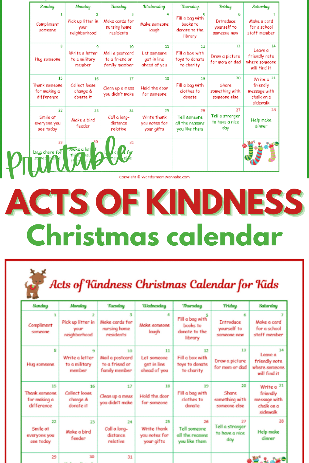 Advent Kindness Calendar Free Printable Preschool Advent Kindness Calendar Free Printable Preschool