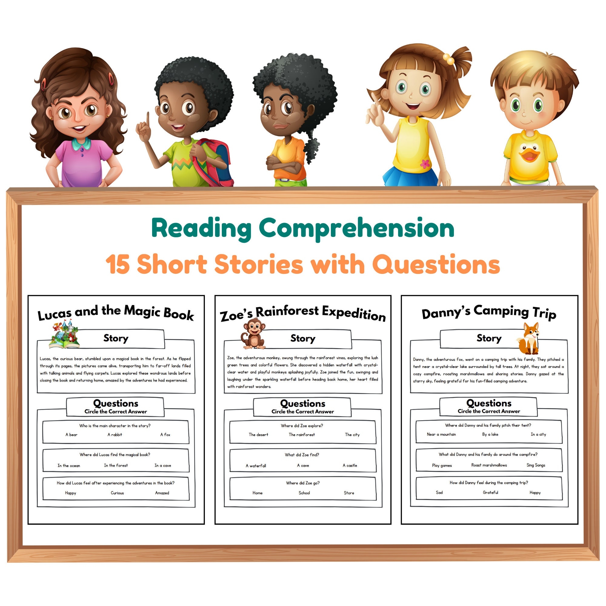 Reading Comprehension Kindergarten First Grade Short Stories Multiple Choice Questions Learning To Read Etsy Reading Comprehension Kindergarten First Grade Short Stories Multiple Choice Questions Learning To Read Etsy