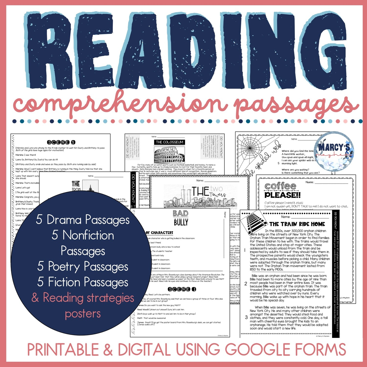 Reading Comprehension Passages 4th U0026 5th No Prep Intervention Worksheets Marcys Mayhem Reading Comprehension Passages 4th U0026 5th No Prep Intervention Worksheets Marcys Mayhem