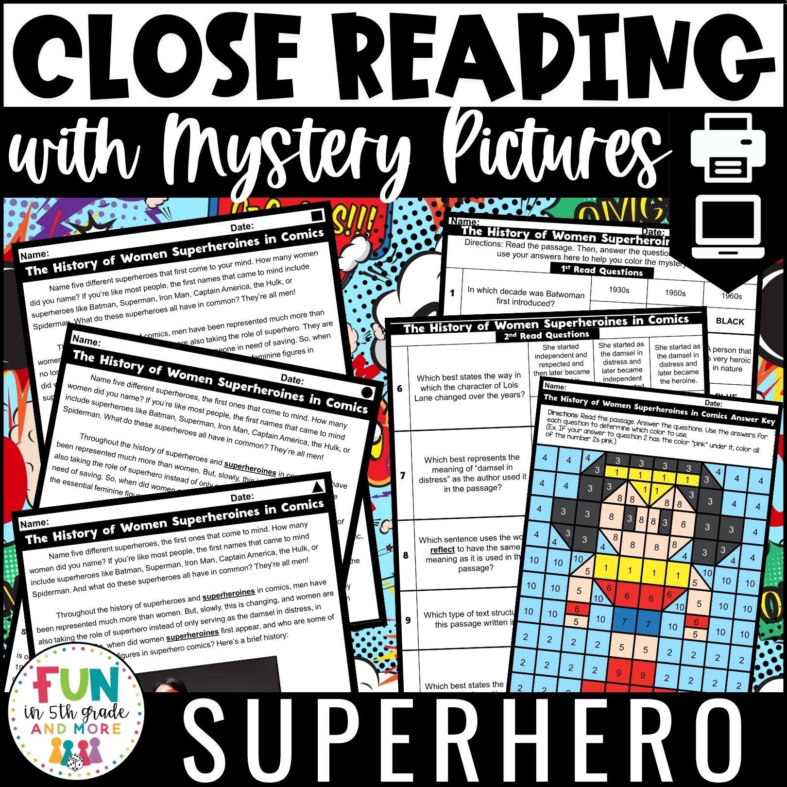 Reading Comprehension Passages With Mystery Pictures Superhero Themed Fun In 5th Grade U0026 MORE Reading Comprehension Passages With Mystery Pictures Superhero Themed Fun In 5th Grade U0026 MORE