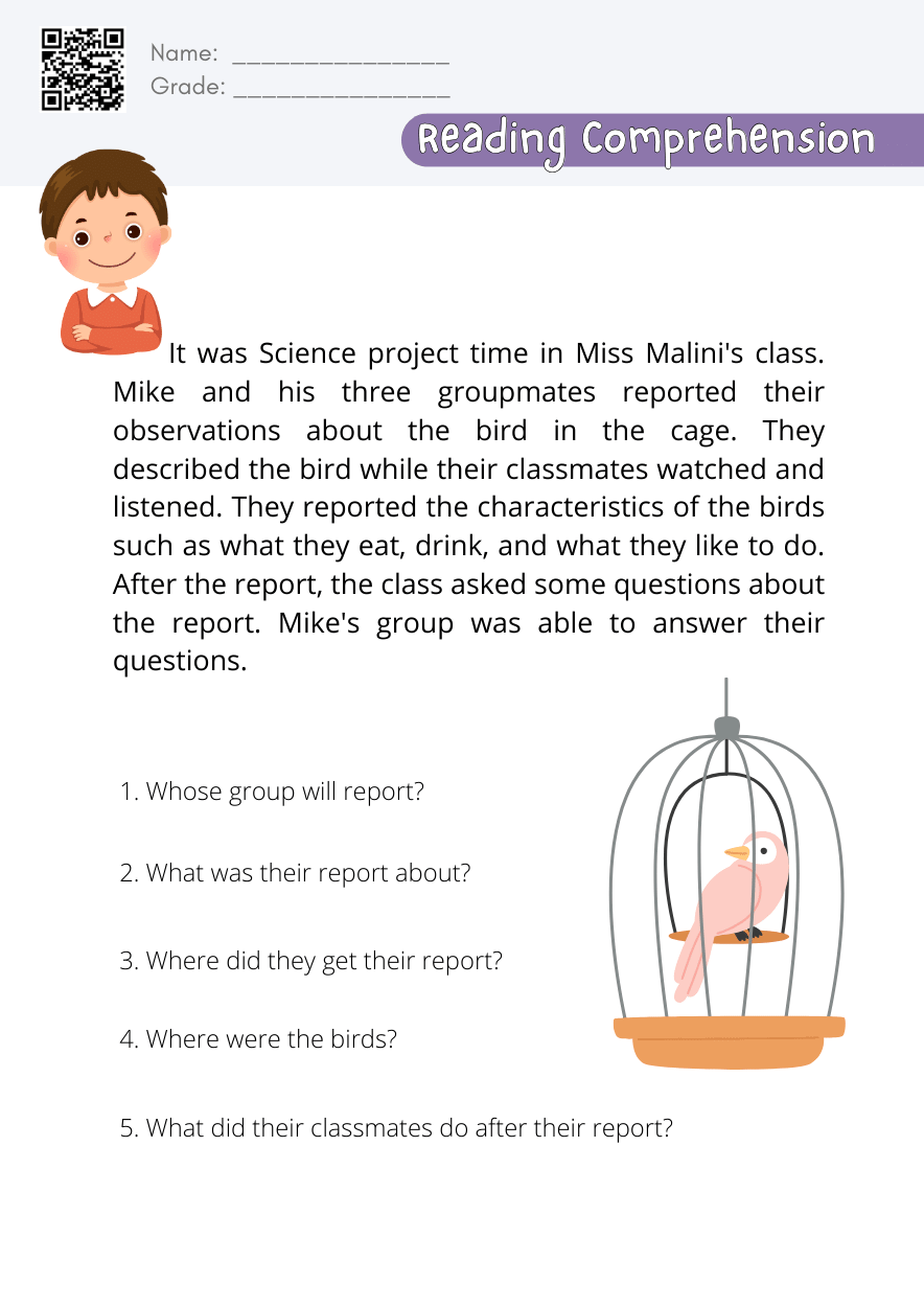 Reading Comprehension Grade 4 Worksheets Pdf