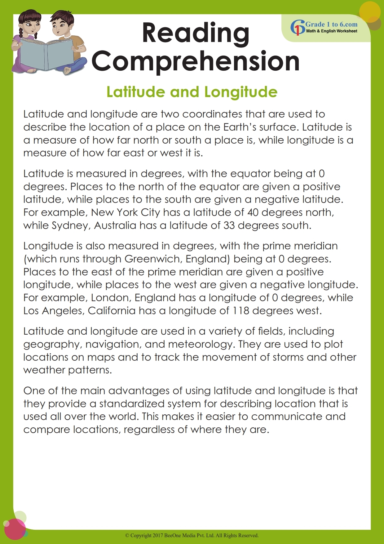 Reading Comprehension Worksheet For Grade 5 Grade1to6 Reading Comprehension Worksheet For Grade 5 Grade1to6