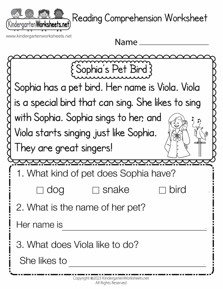 Reading Comprehension Worksheet Free Printable Digital U0026 PDF