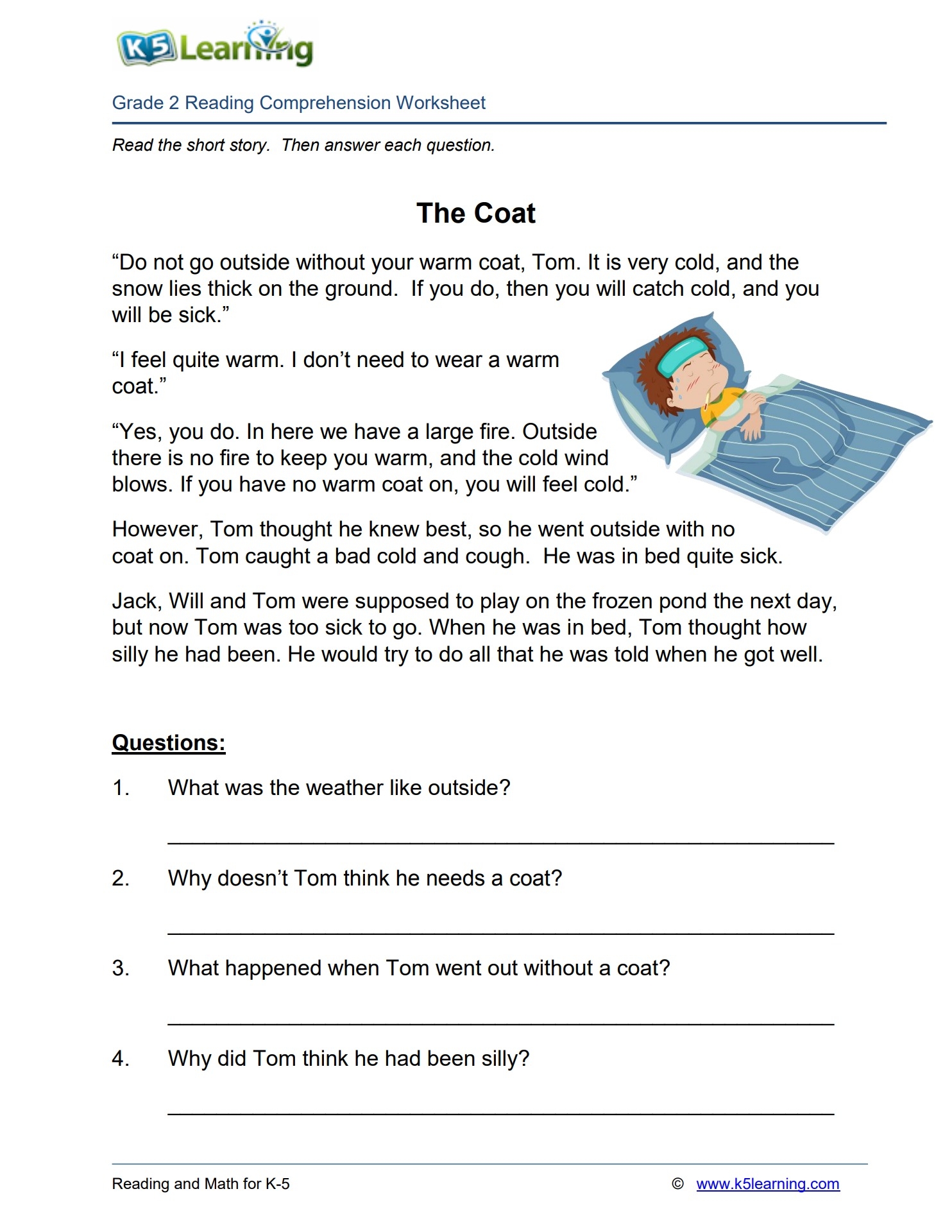 Reading comprehension worksheet grade 2 the coat Worksheets Library