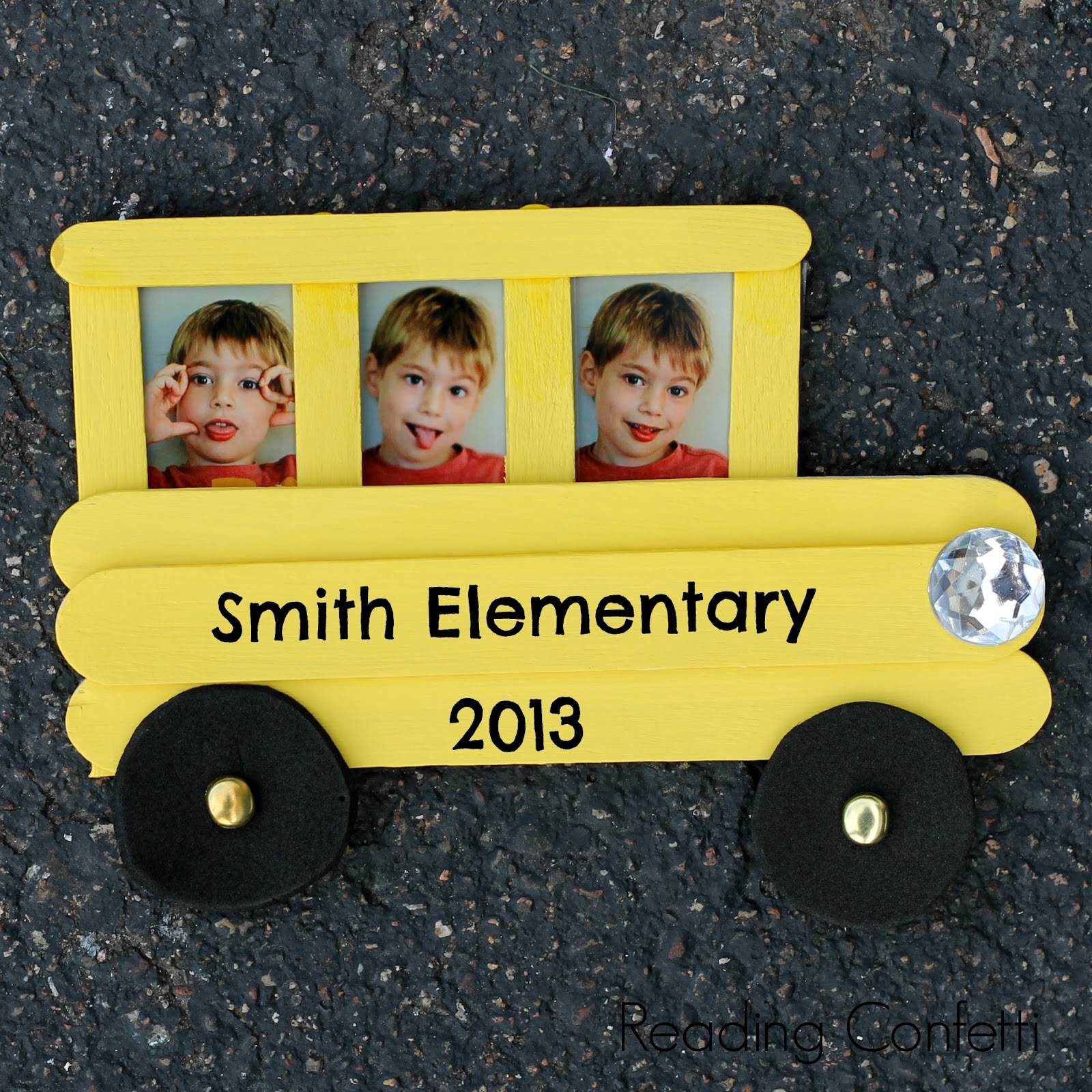 Reading Confetti Craft Stick School Bus Frame And Back To School Books