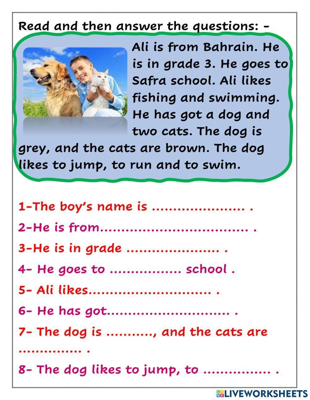 Worksheets Grade 3 Reading Comprehension