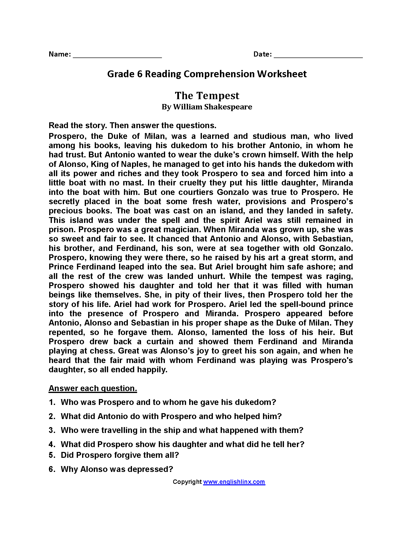 Reading Worksheets Sixth Grade Reading Worksheets Reading Worksheets Sixth Grade Reading Worksheets