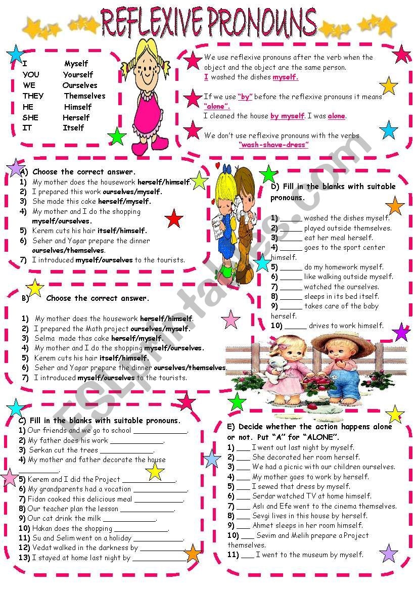 REFLEXIVE PRONOUNS ESL Worksheet By Lady gargara REFLEXIVE PRONOUNS ESL Worksheet By Lady gargara