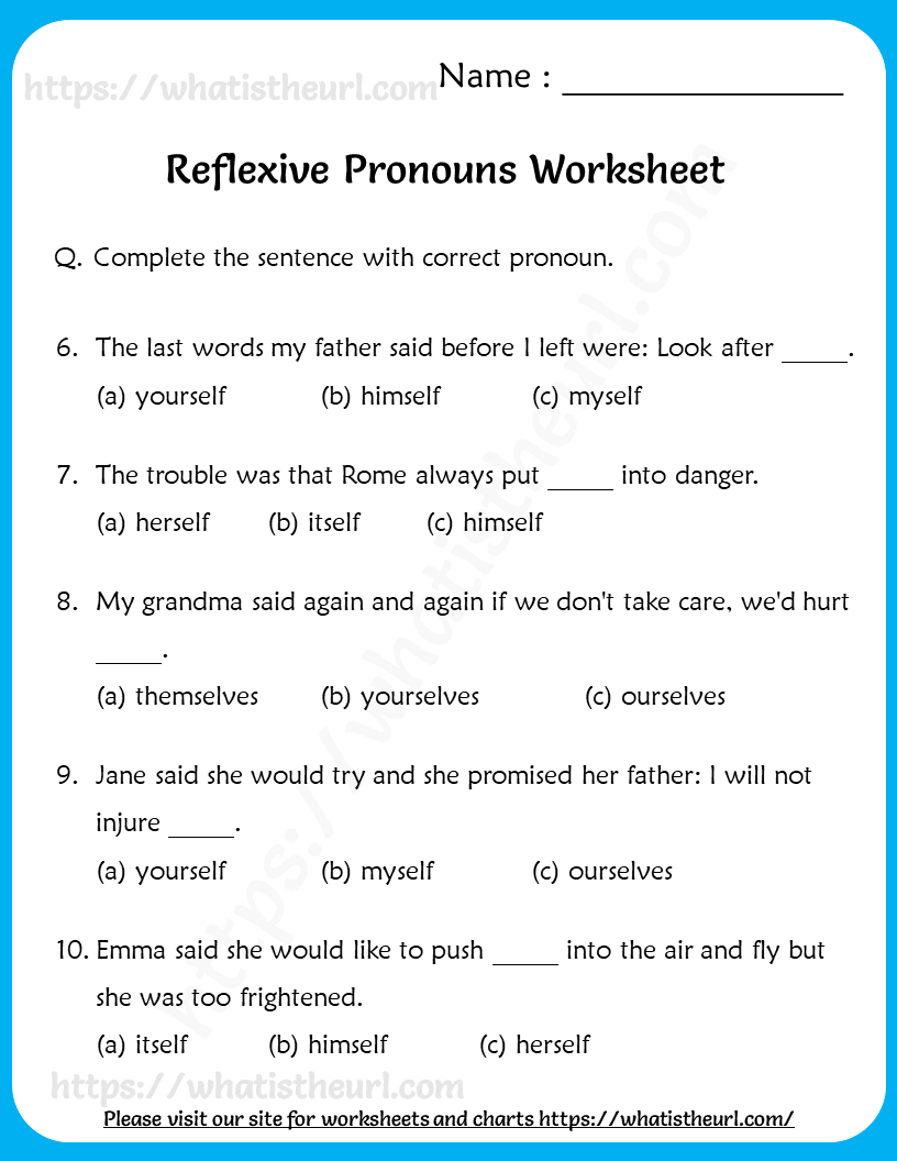 Reflexive Pronouns Worksheet For Grade 6 Your Home Teacher Reflexive Pronouns Worksheet For Grade 6 Your Home Teacher