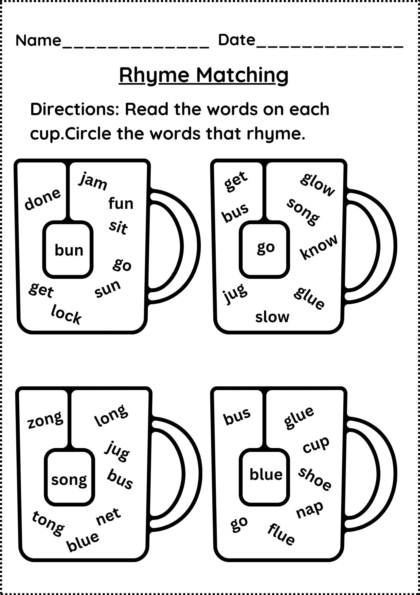 Kindergarten Rhyming Words Worksheets Kindergarten Rhyming Words Worksheets