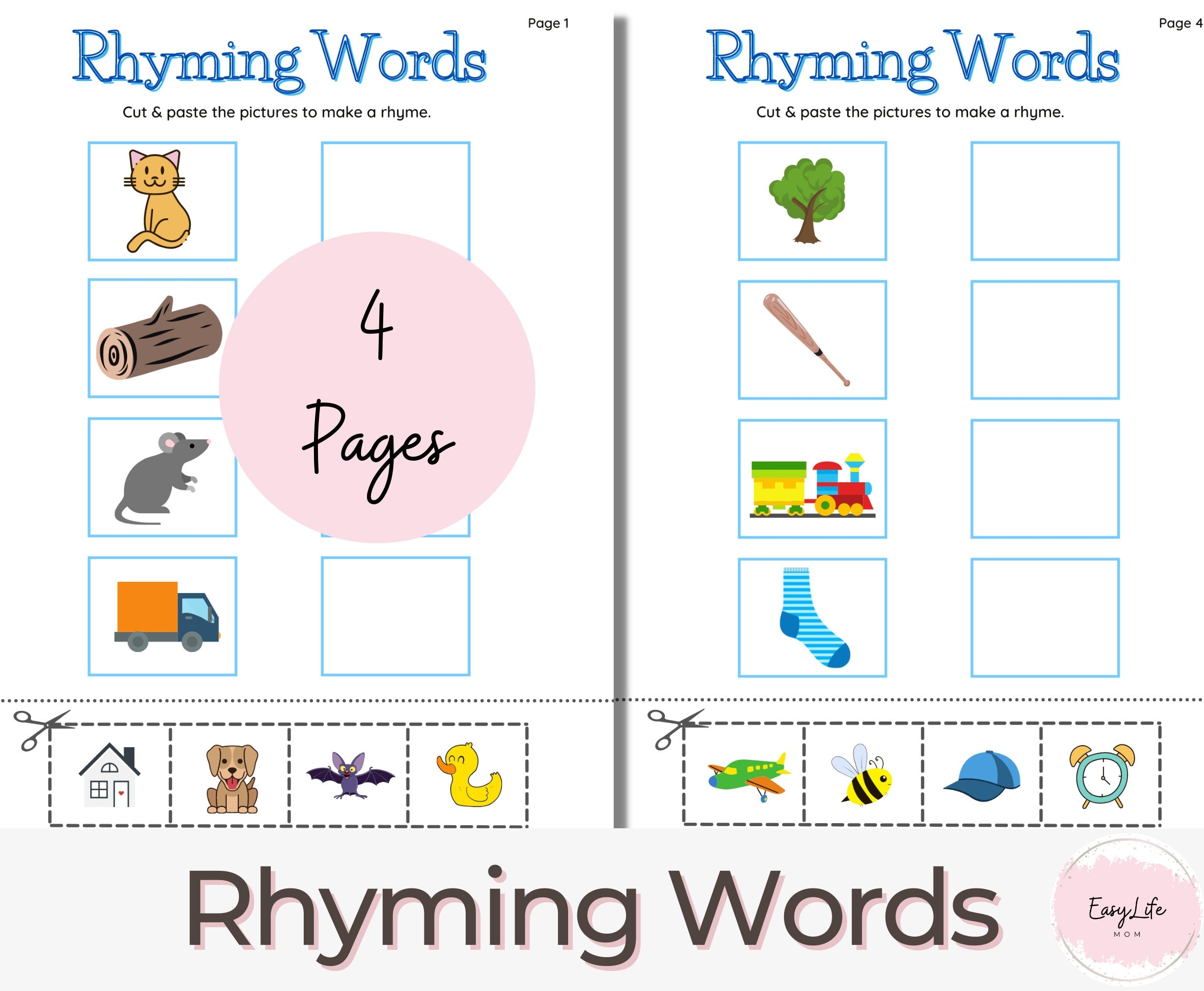 Rhyming Words Worksheets Preschool Prek Worksheets Homeschool 