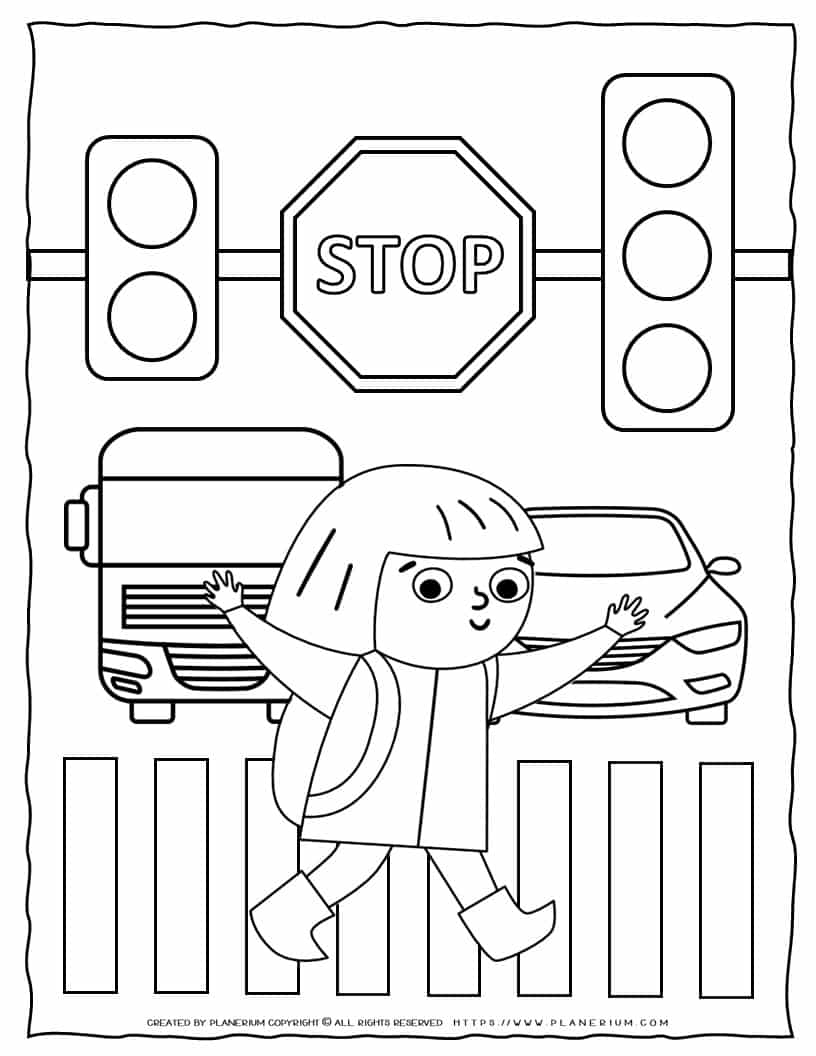 Road Safety Coloring Page Planerium Road Safety Coloring Page Planerium