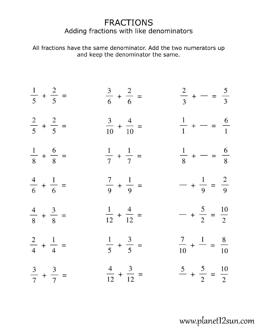 Rules Fraction Operations Planet12sun Rules Fraction Operations Planet12sun