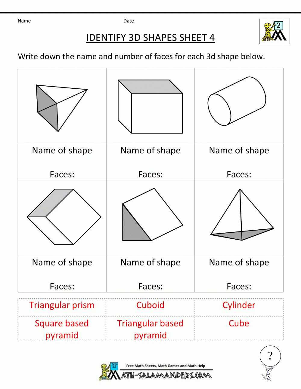 Free Printable Second Grade Geometry Worksheets